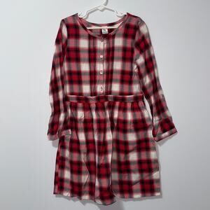 Carter’s Girls 6X Red Plaid Long Sleeve Cotton Dress